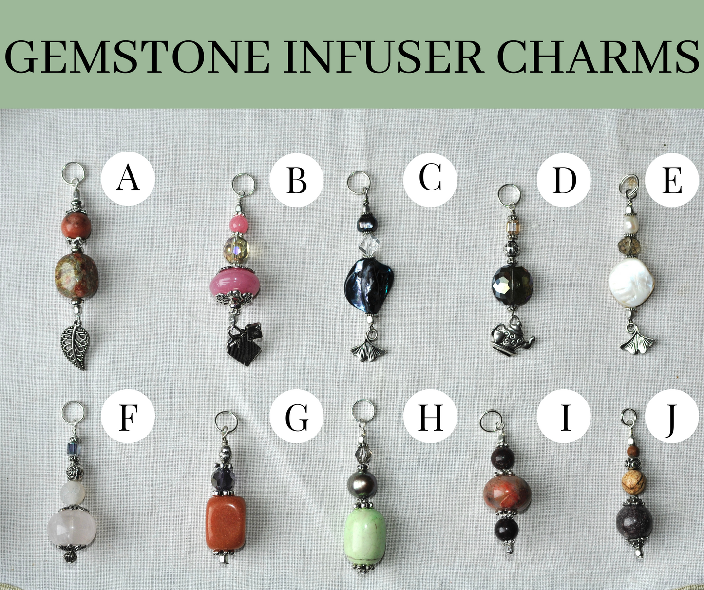 Gemstone Charm with Tea Ball | Stainless Steel Tea Infuser