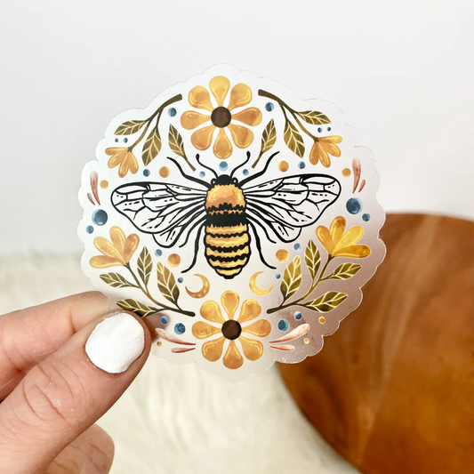 Flowers and Bee Clear | Sticker