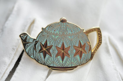 Pin - Ice Blue Stars Teapot and Teacup