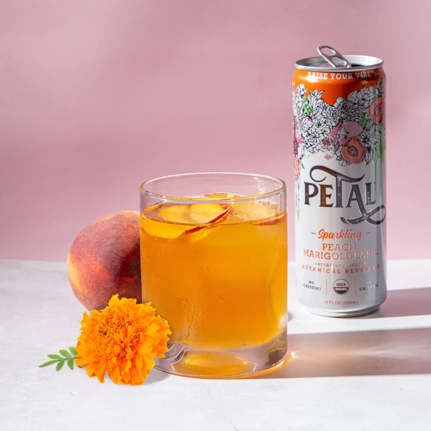 Peach Marigold Basil | Petal Sparkling Beverage