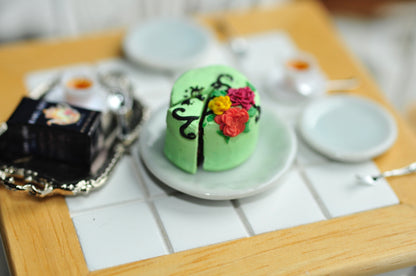 Green Floral Cake w/ slice