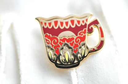 Pin - Red & Orange Clouds and Sun Teapot and Teacup