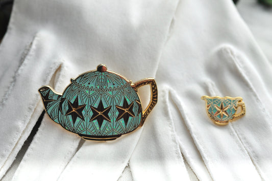 Pin - Ice Blue Stars Teapot and Teacup