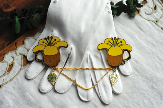 Pin - Yellow Flowers with Chain
