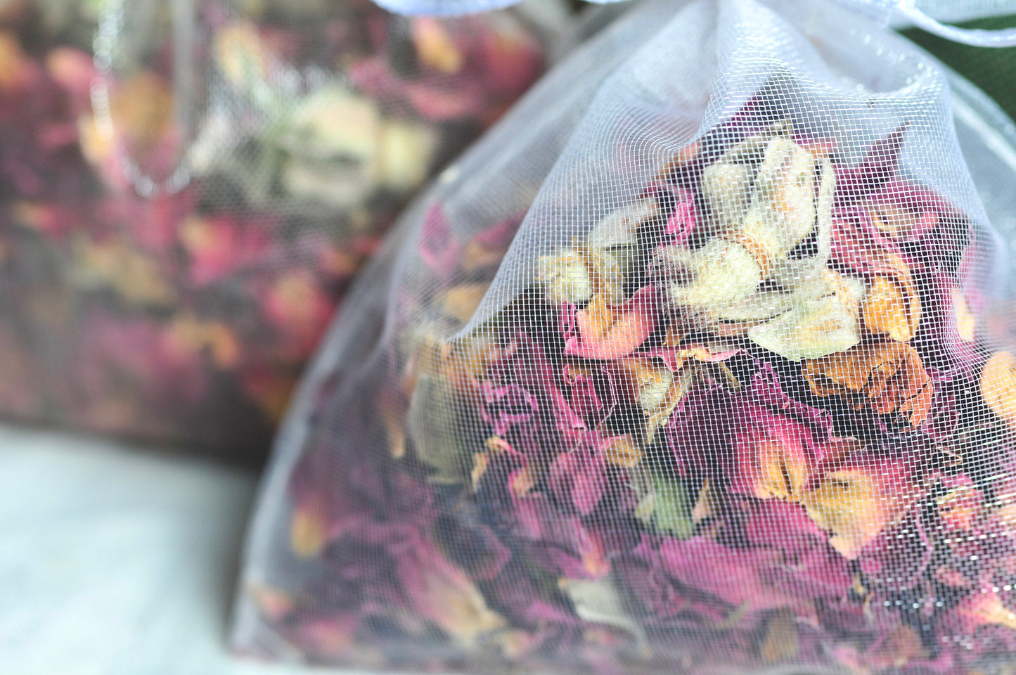 PERSONALIZED Rose Sachet Favors | Hand-filled Herbal Organza Toss Bag | 25 count