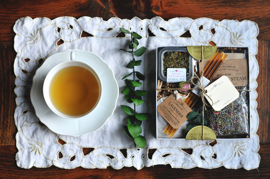 Organic Loose Tea in Tin Sampler Gift Box | Tea & Bath Gift Set | Choose Your Own Tea